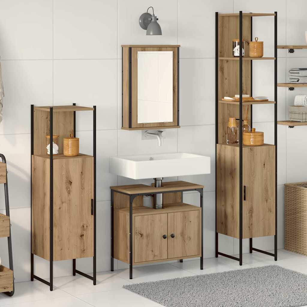 vidaXL Zestaw mebli łazienkowych z półką z drzwiami 4 pcs dąb artisan