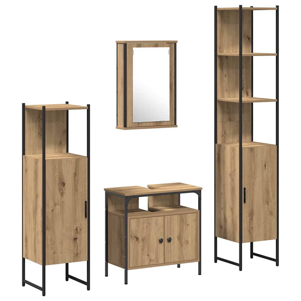 vidaXL Zestaw mebli łazienkowych z półką z drzwiami 4 pcs dąb artisan