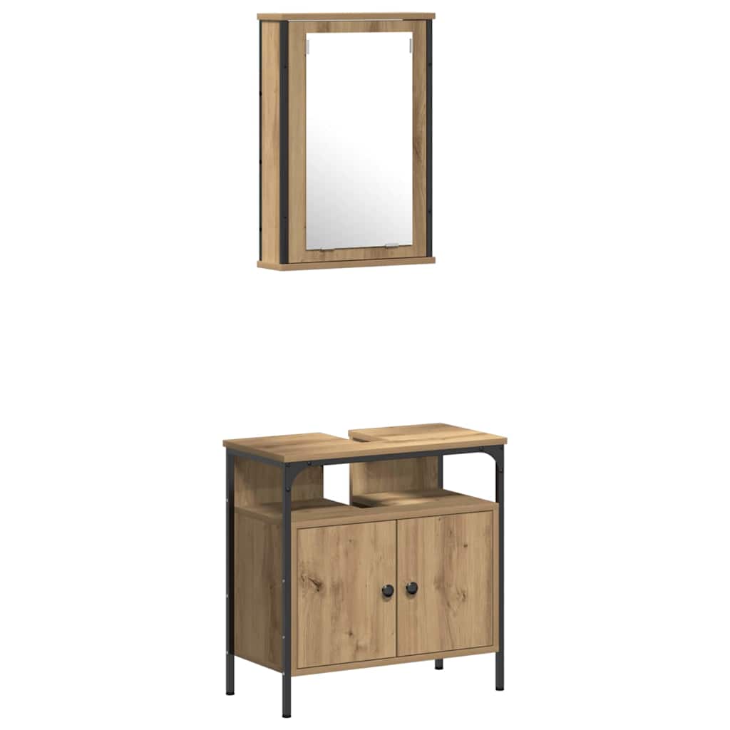vidaXL Zestaw mebli łazienkowych z półką z drzwiami 4 pcs dąb artisan
