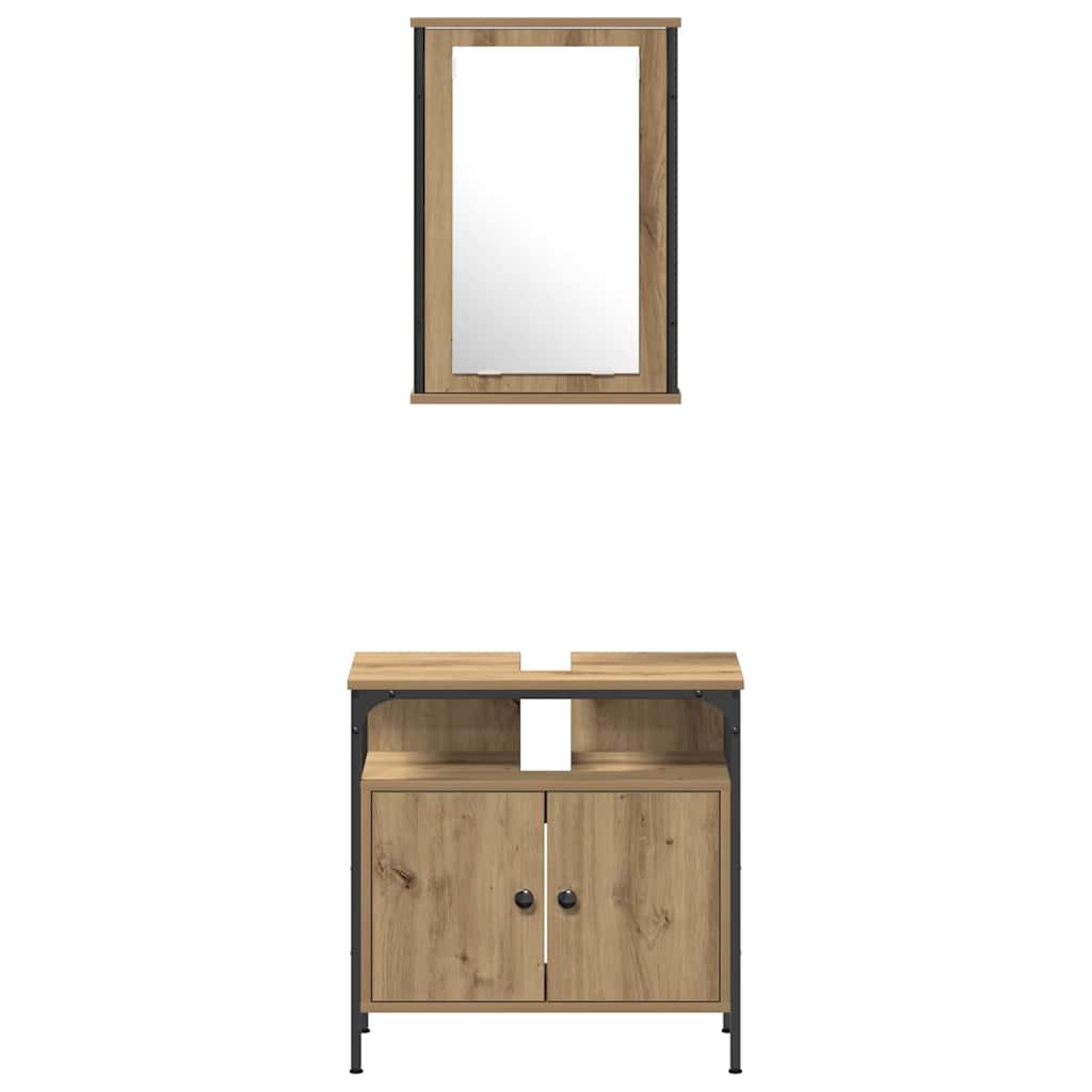 vidaXL Zestaw mebli łazienkowych z półką z drzwiami 4 pcs dąb artisan