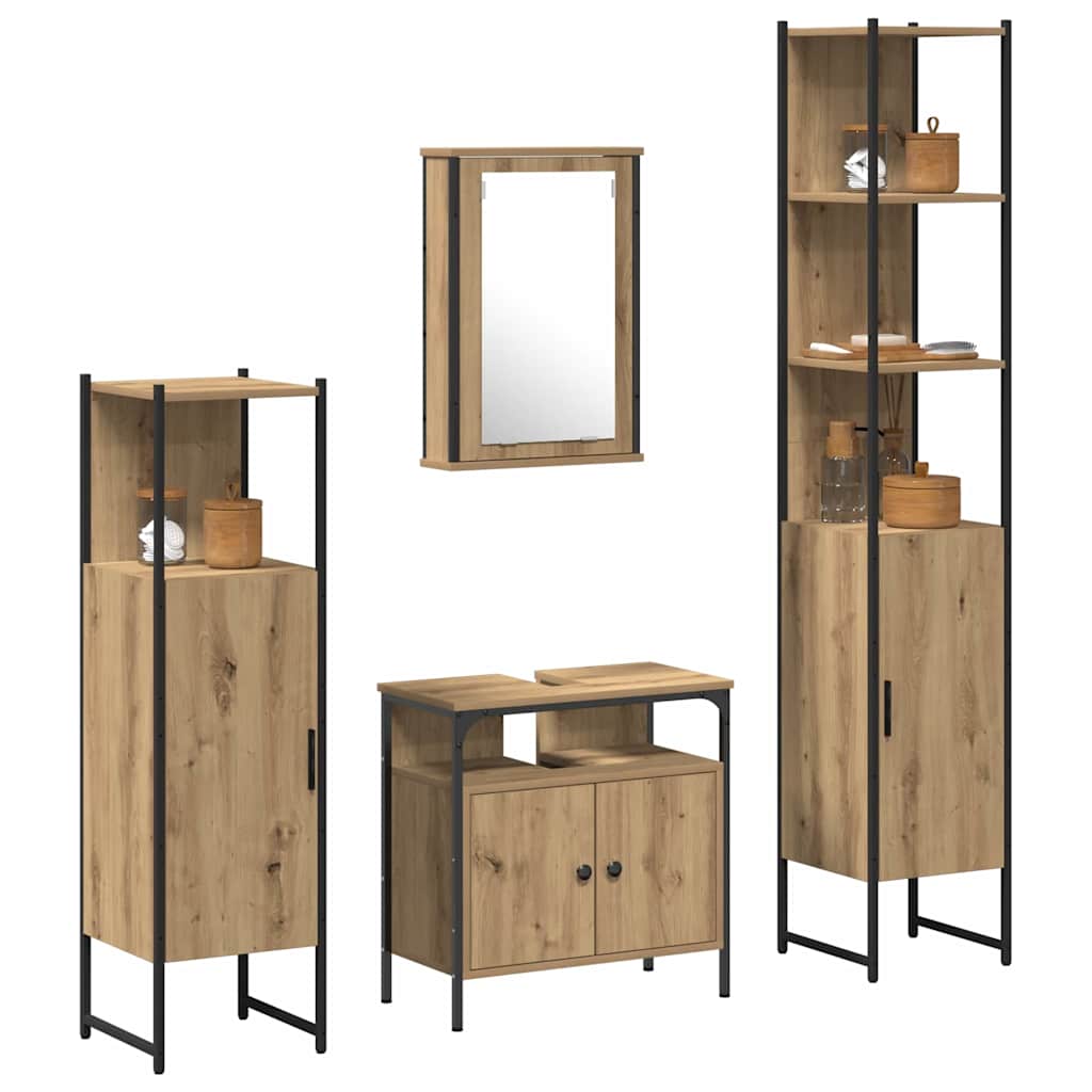 vidaXL Zestaw mebli łazienkowych z półką z drzwiami 4 pcs dąb artisan