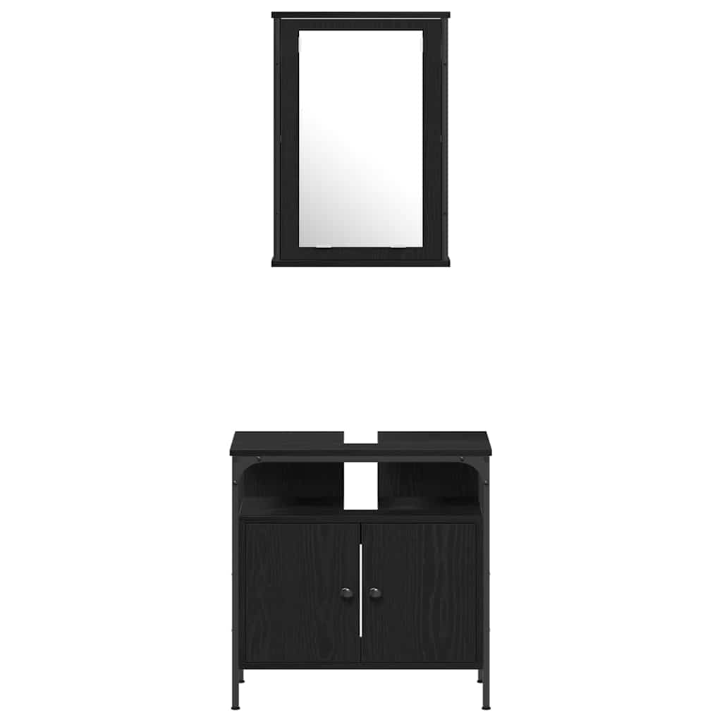 vidaXL Zestaw mebli łazienkowych z półką z drzwiami 4 pcs Czarny dąb