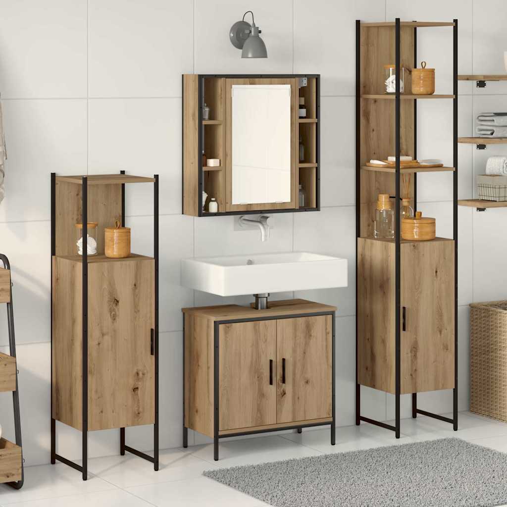 vidaXL Zestaw mebli łazienkowych 4 pcs Brązowy Materiał drewnopochodny