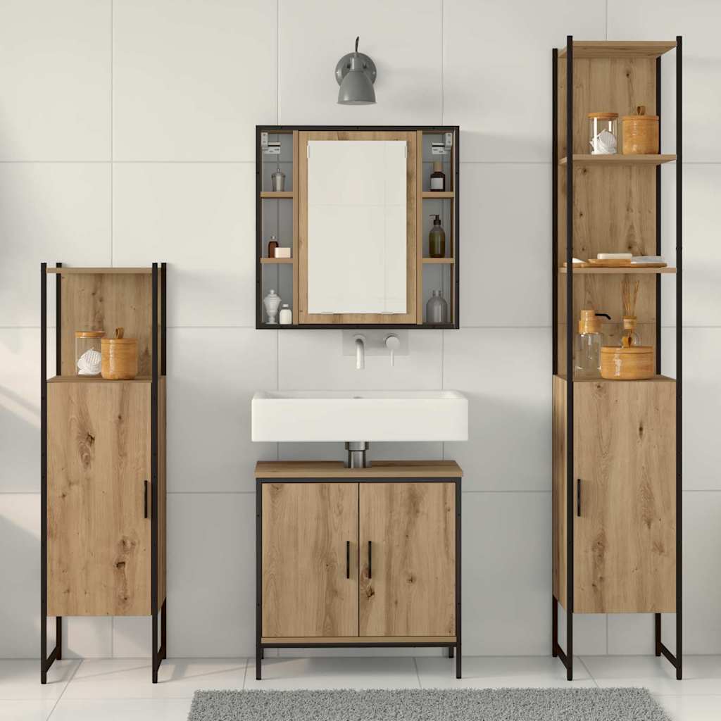 vidaXL Zestaw mebli łazienkowych 4 pcs Brązowy Materiał drewnopochodny