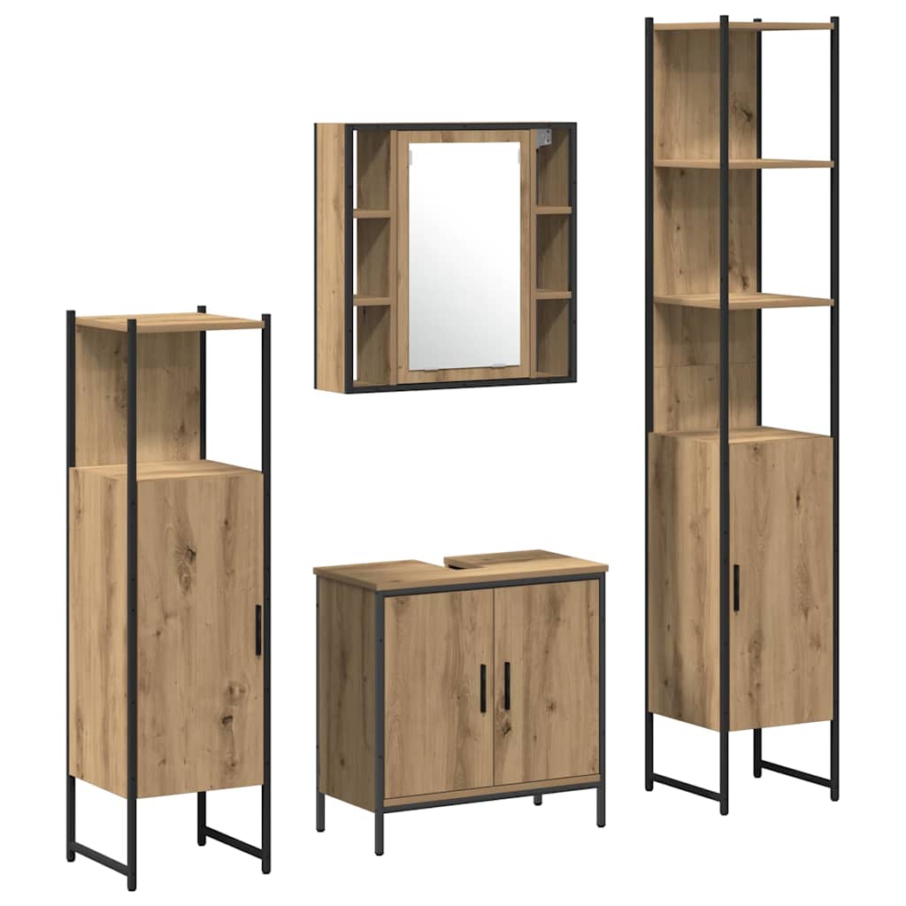 vidaXL Zestaw mebli łazienkowych 4 pcs Brązowy Materiał drewnopochodny