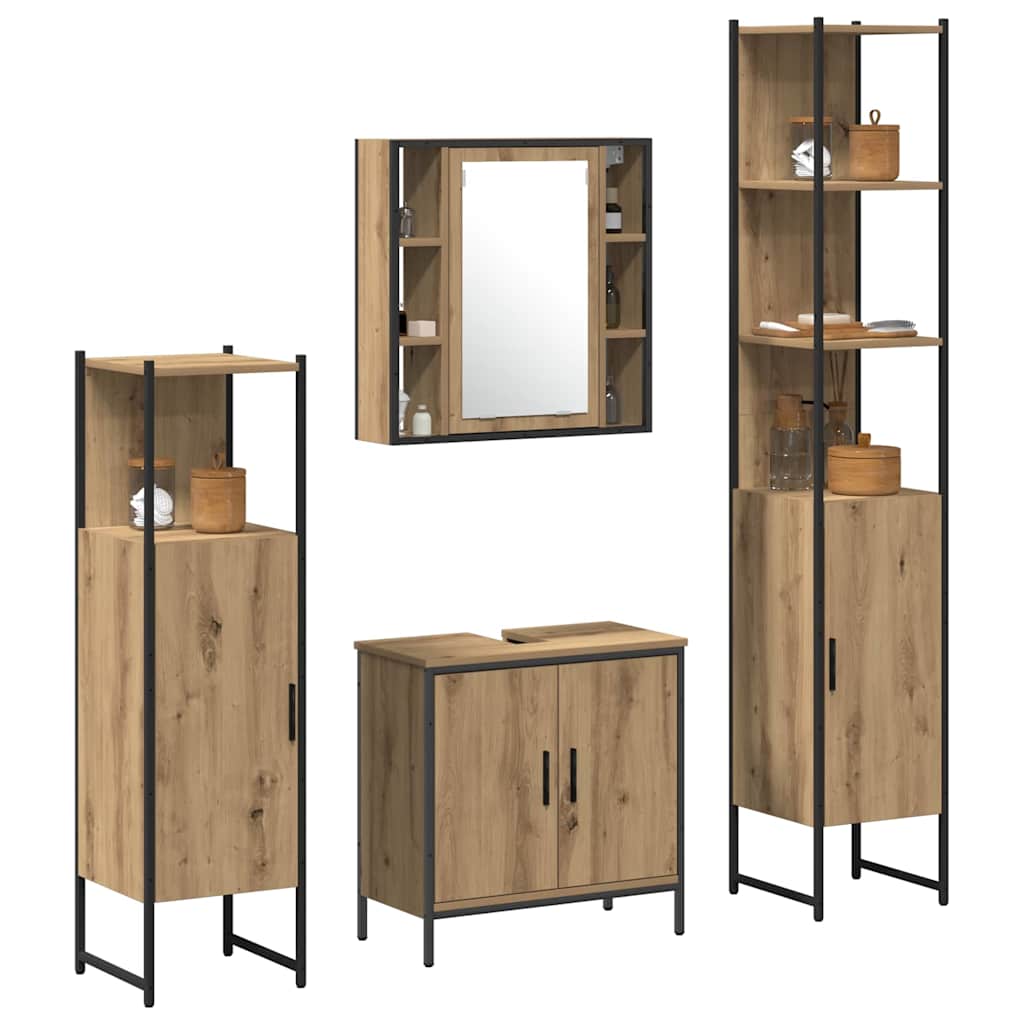 vidaXL Zestaw mebli łazienkowych 4 pcs Brązowy Materiał drewnopochodny