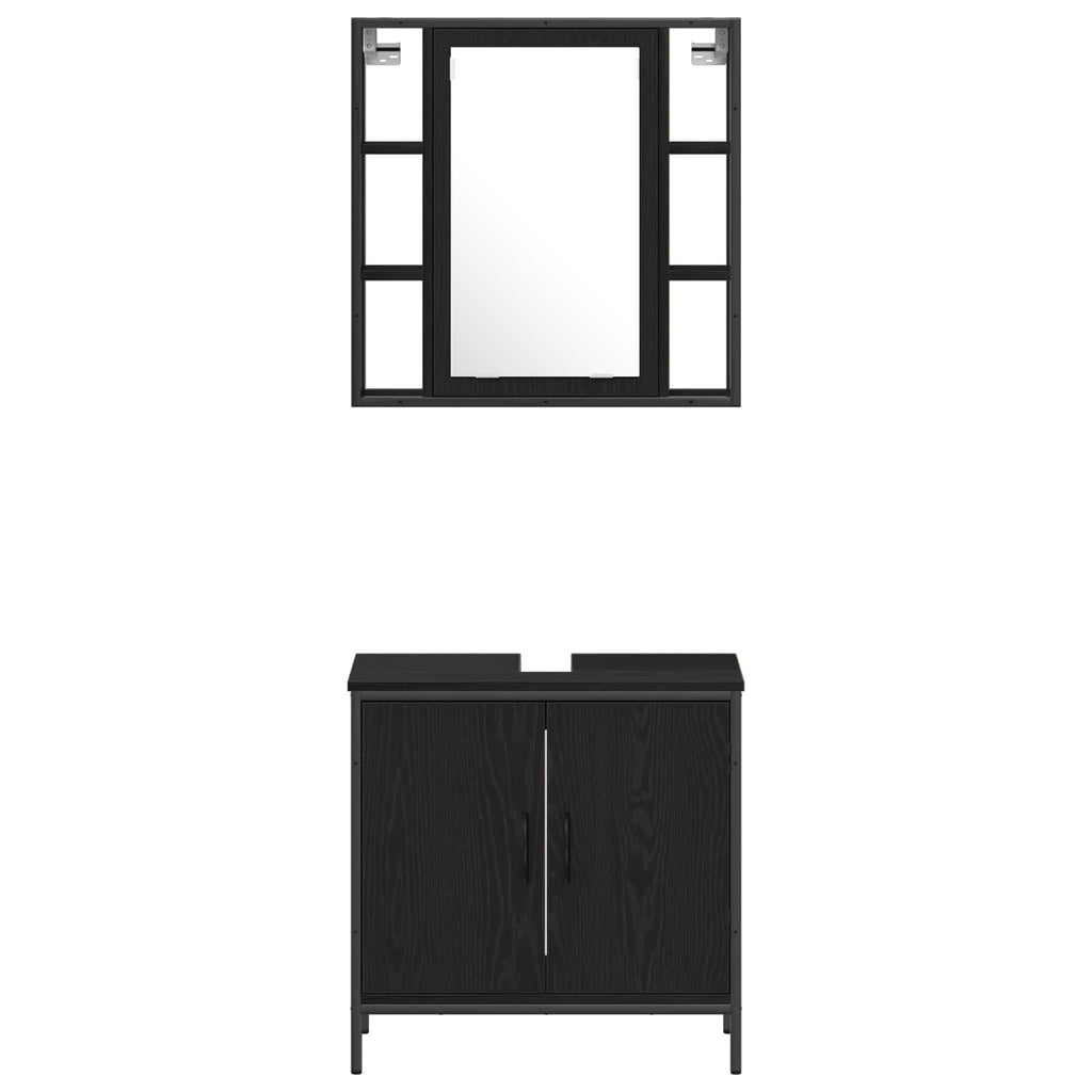 vidaXL Zestaw mebli łazienkowych 4 pcs Czarny Materiał drewnopochodny