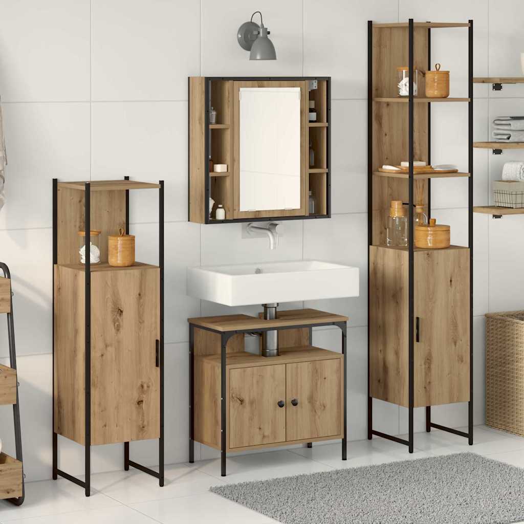 vidaXL Zestaw mebli łazienkowych z półką 4 pcs Dąb rzemieślniczy