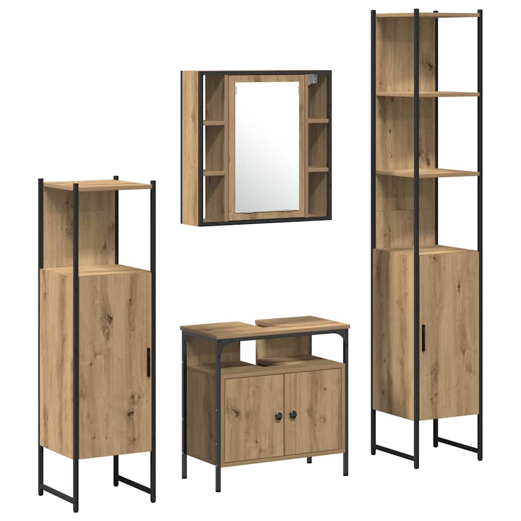 vidaXL Zestaw mebli łazienkowych z półką 4 pcs Dąb rzemieślniczy