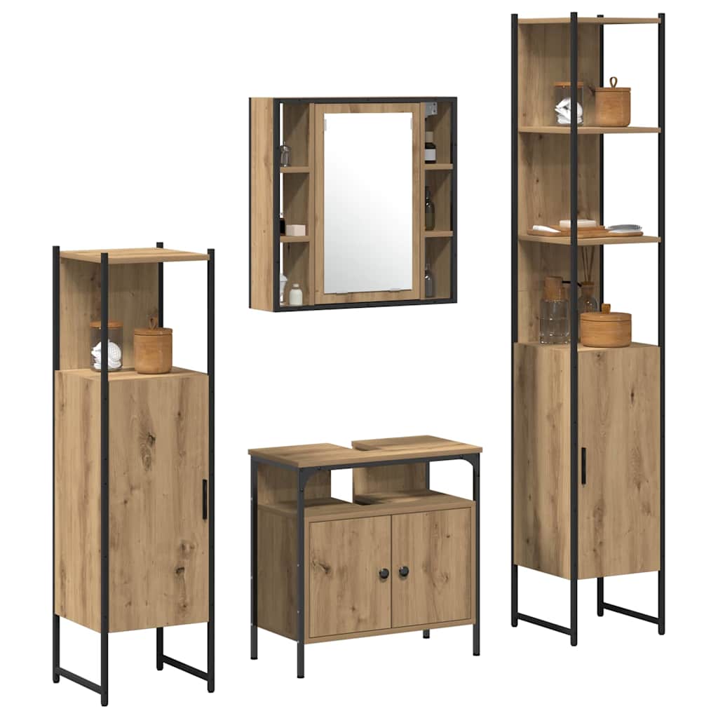 vidaXL Zestaw mebli łazienkowych z półką 4 pcs Dąb rzemieślniczy