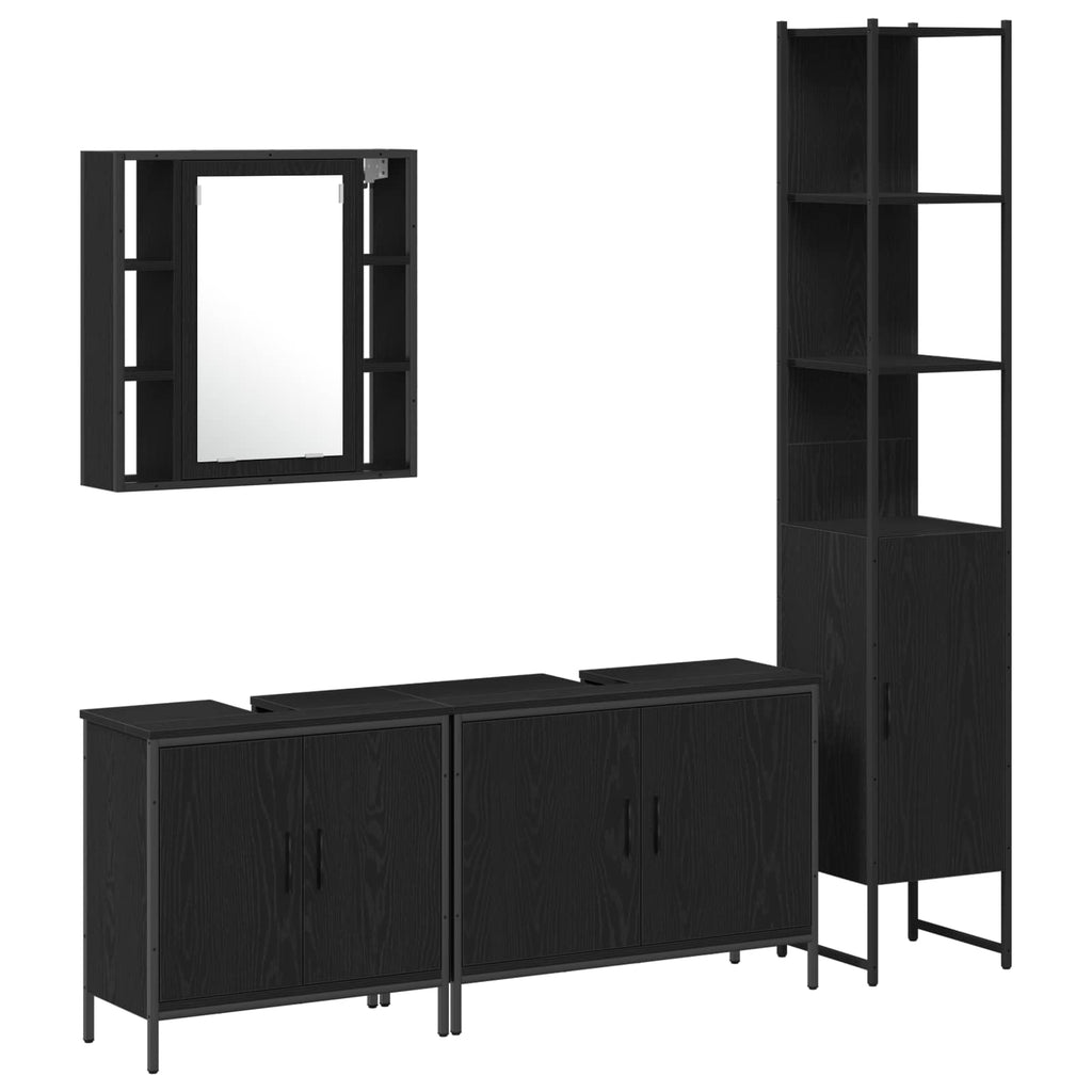vidaXL Zestaw mebli łazienkowych 4 pcs Czarny Materiał drewnopochodny