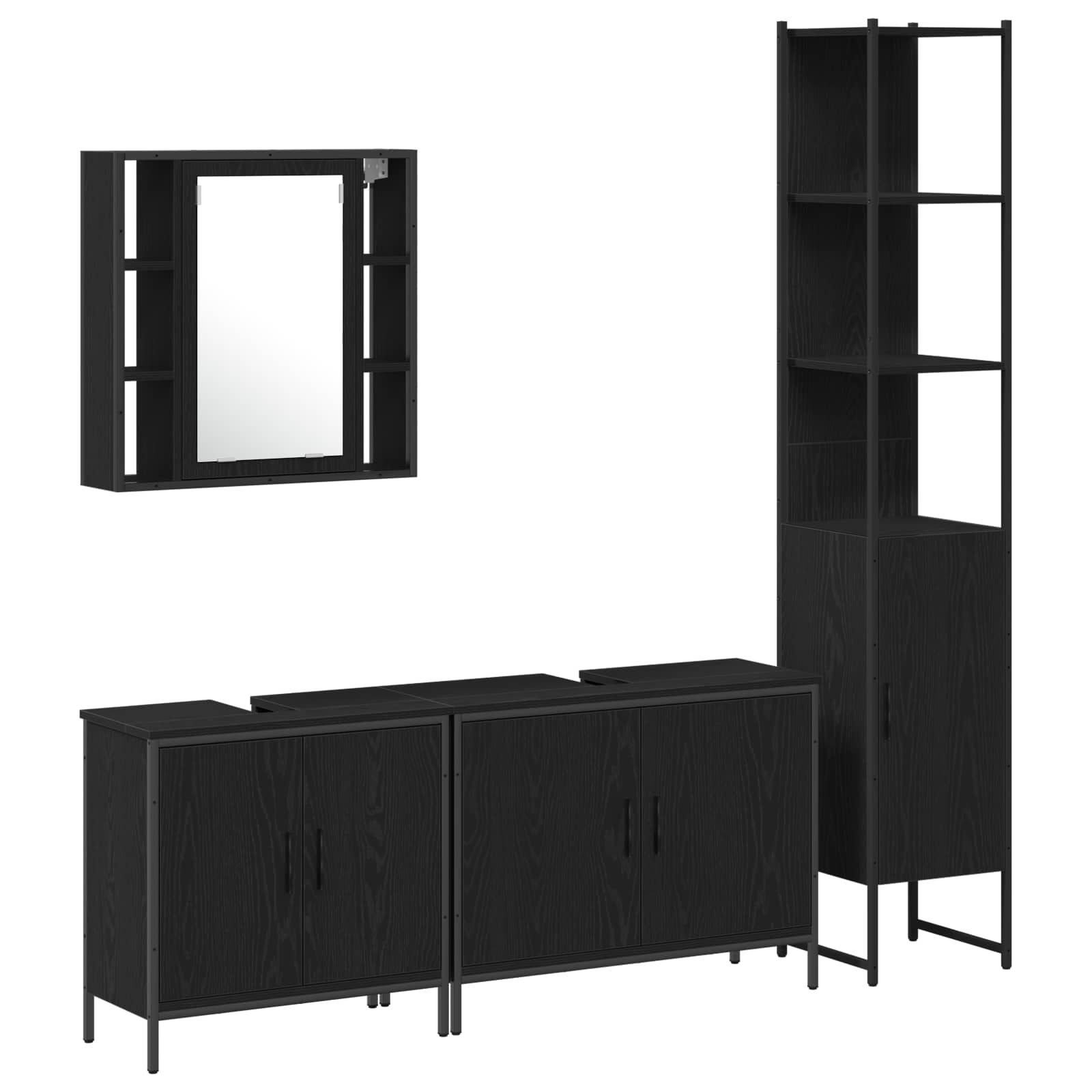 vidaXL Zestaw mebli łazienkowych 4 pcs Czarny Materiał drewnopochodny