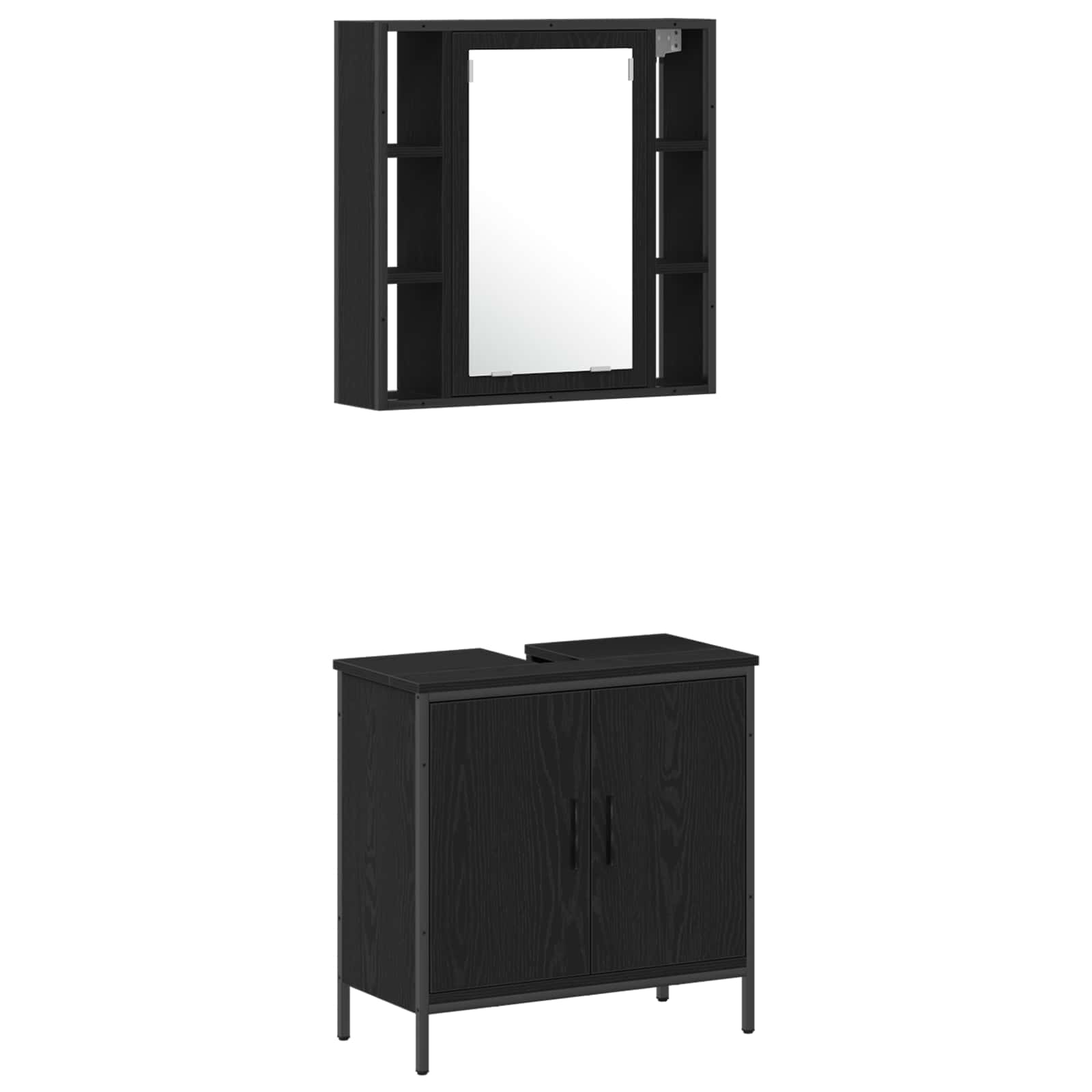 vidaXL Zestaw mebli łazienkowych 4 pcs Czarny Materiał drewnopochodny