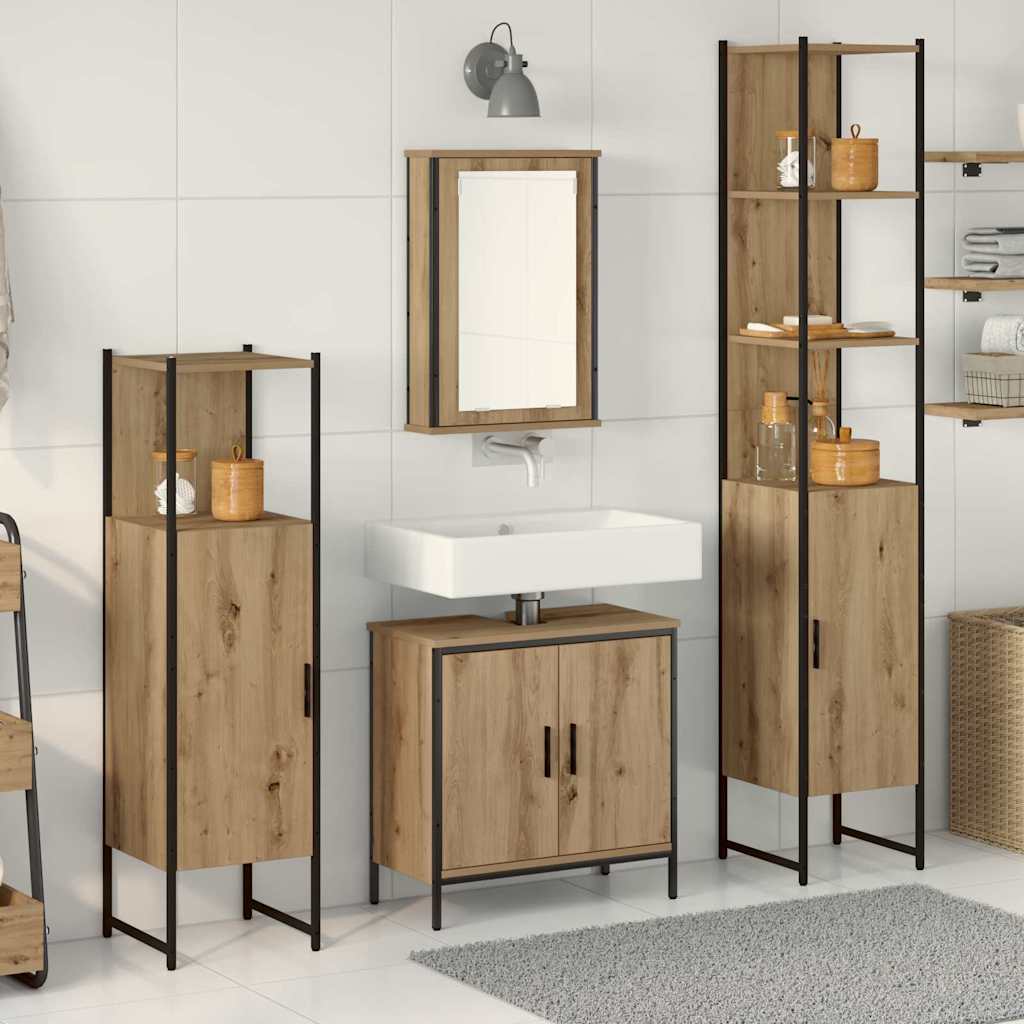 vidaXL Zestaw mebli łazienkowych 4 pcs Brązowy Materiał drewnopochodny