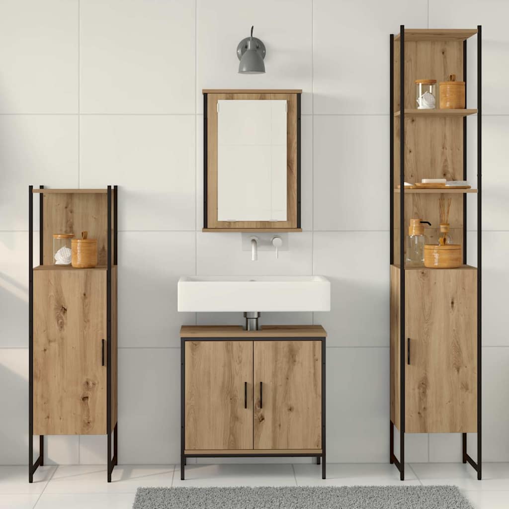vidaXL Zestaw mebli łazienkowych 4 pcs Brązowy Materiał drewnopochodny