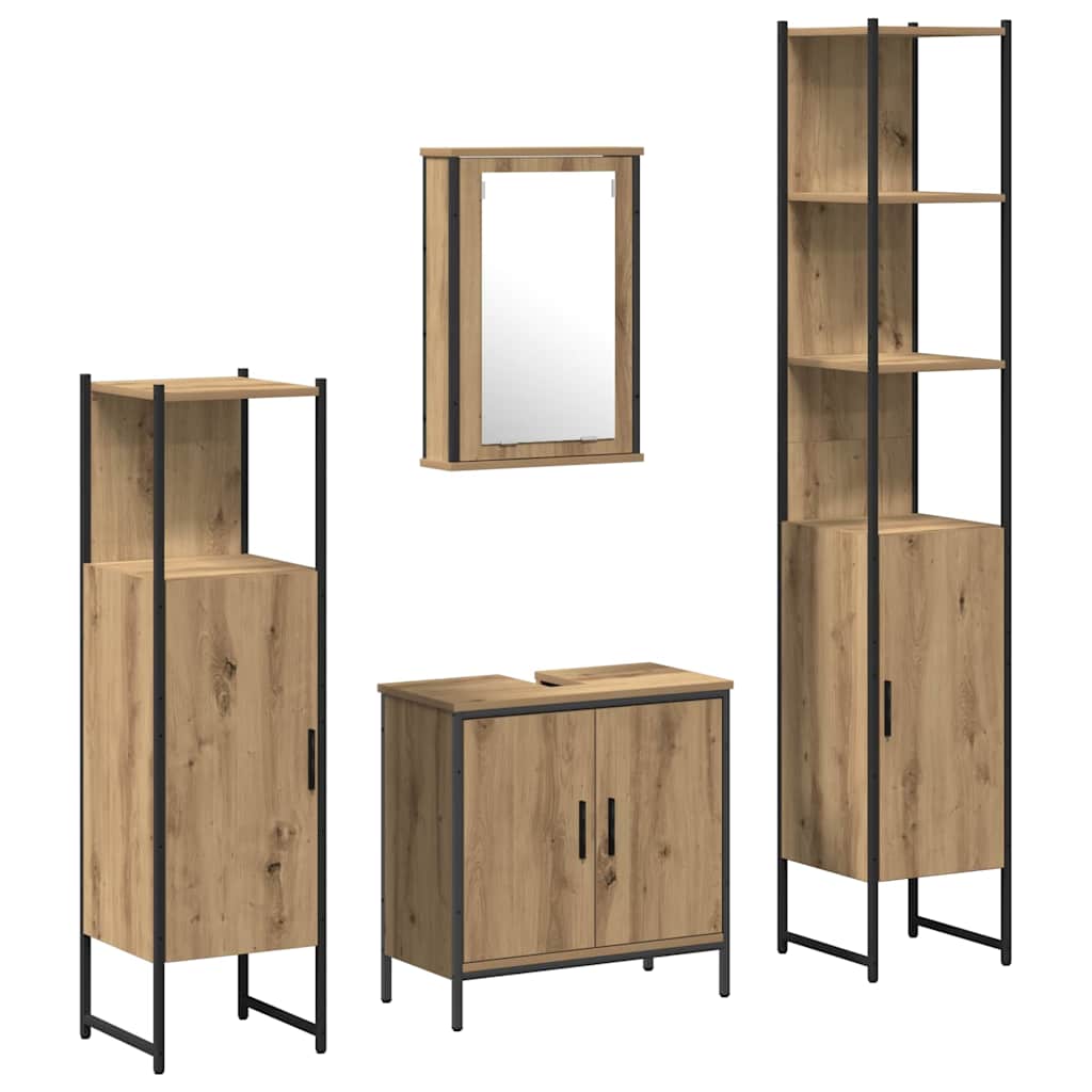 vidaXL Zestaw mebli łazienkowych 4 pcs Brązowy Materiał drewnopochodny