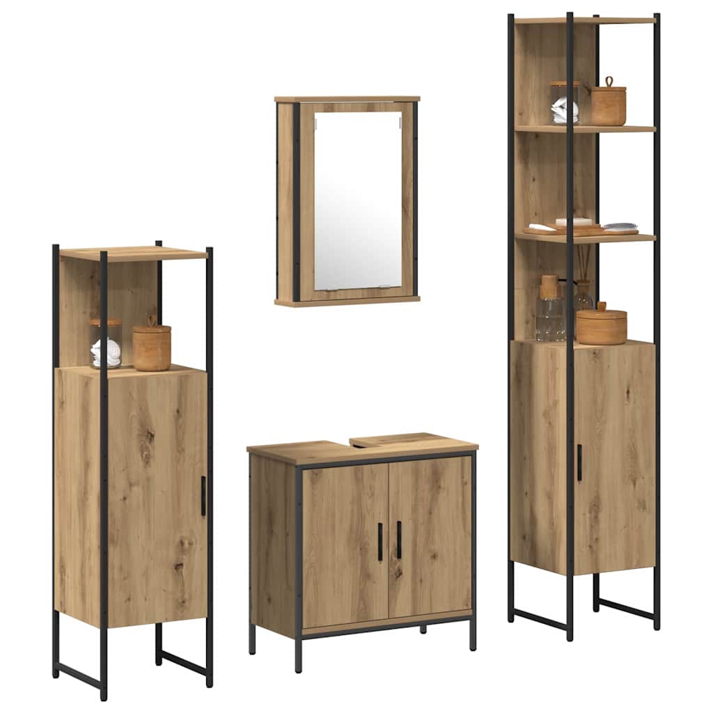 vidaXL Zestaw mebli łazienkowych 4 pcs Brązowy Materiał drewnopochodny