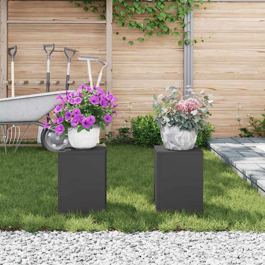 vidaXL Stojak na rośliny 2 pcs Czarny 24 x 24 x 35 cm Stal
