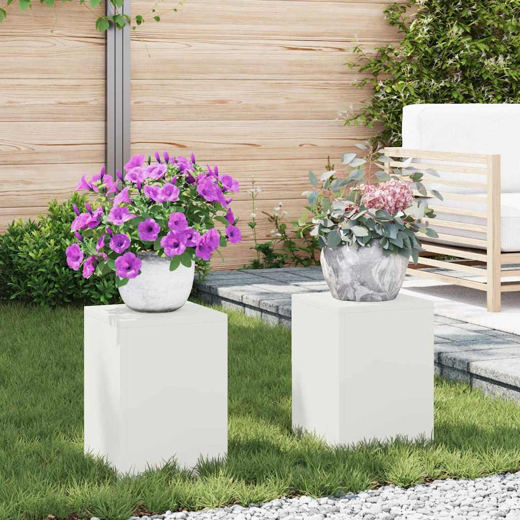vidaXL Stojak na rośliny 2 pcs Biały 24 x 24 x 35 cm Stal
