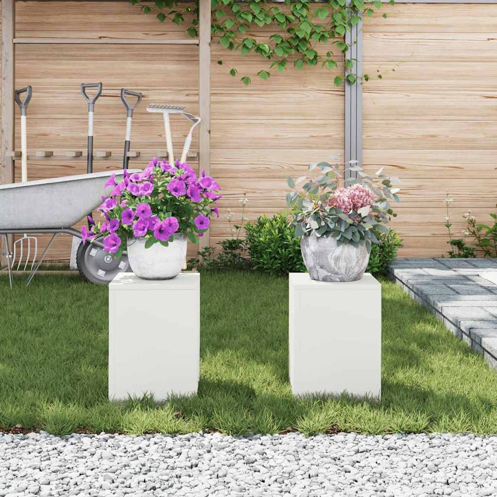 vidaXL Stojak na rośliny 2 pcs Biały 24 x 24 x 35 cm Stal