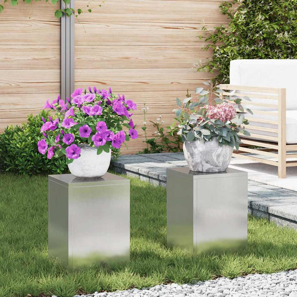 vidaXL Stojak na rośliny 2 pcs Srebrny 24 x 24 x 35 cm stal nierdzewna