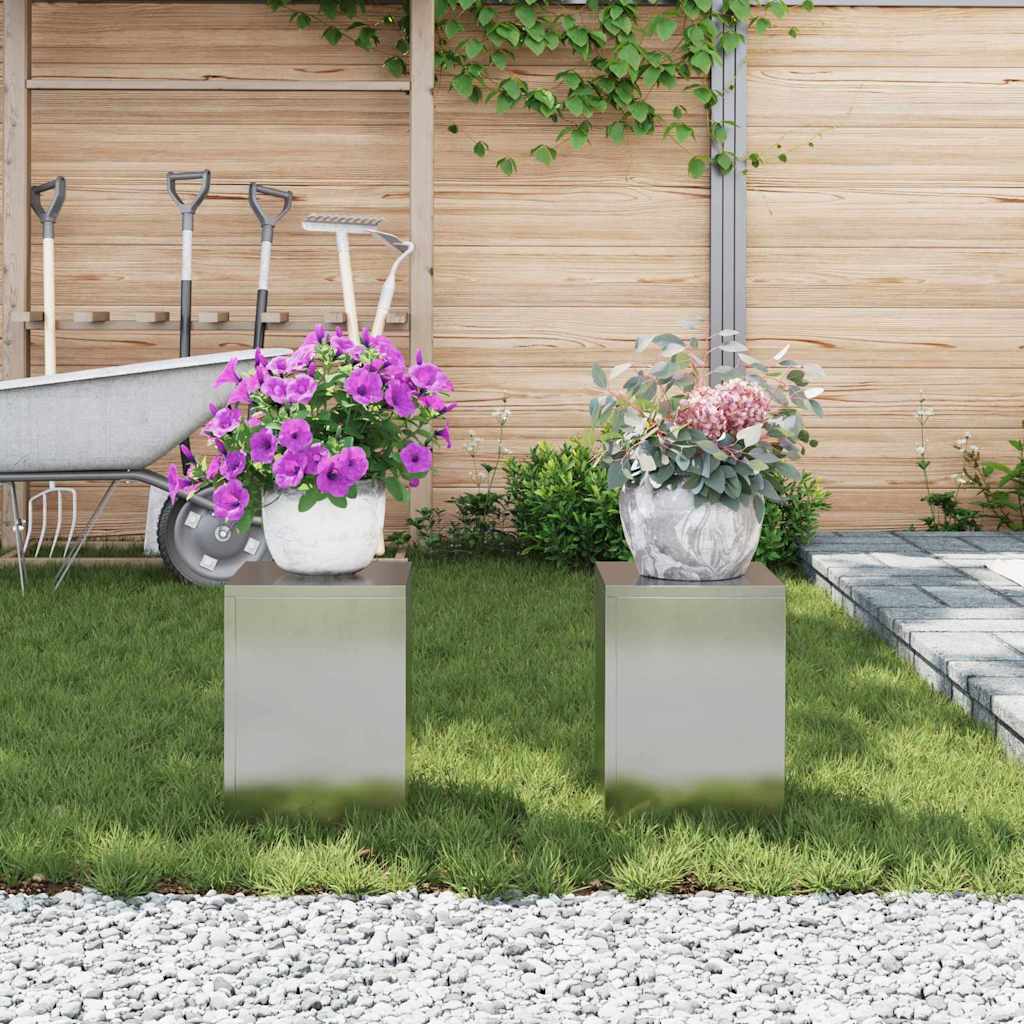 vidaXL Stojak na rośliny 2 pcs Srebrny 24 x 24 x 35 cm stal nierdzewna