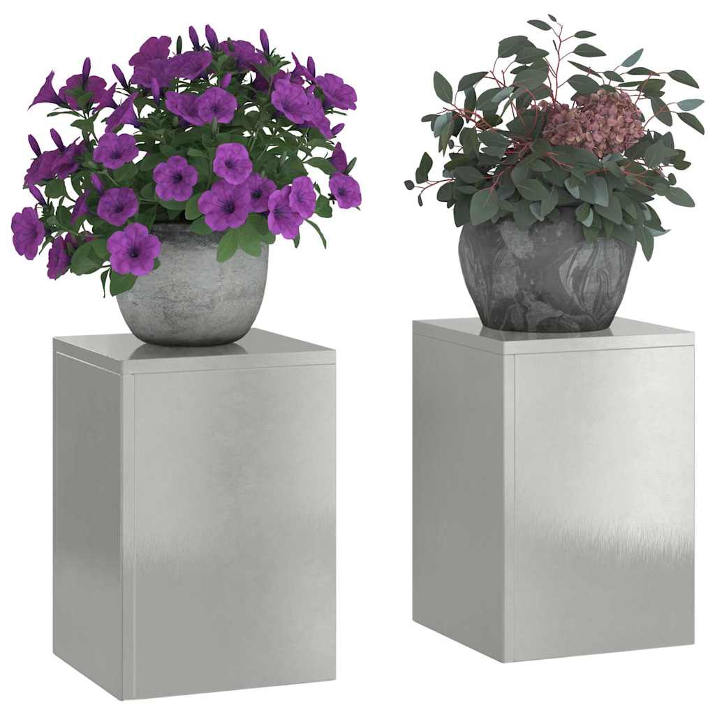 vidaXL Stojak na rośliny 2 pcs Srebrny 24 x 24 x 35 cm stal nierdzewna