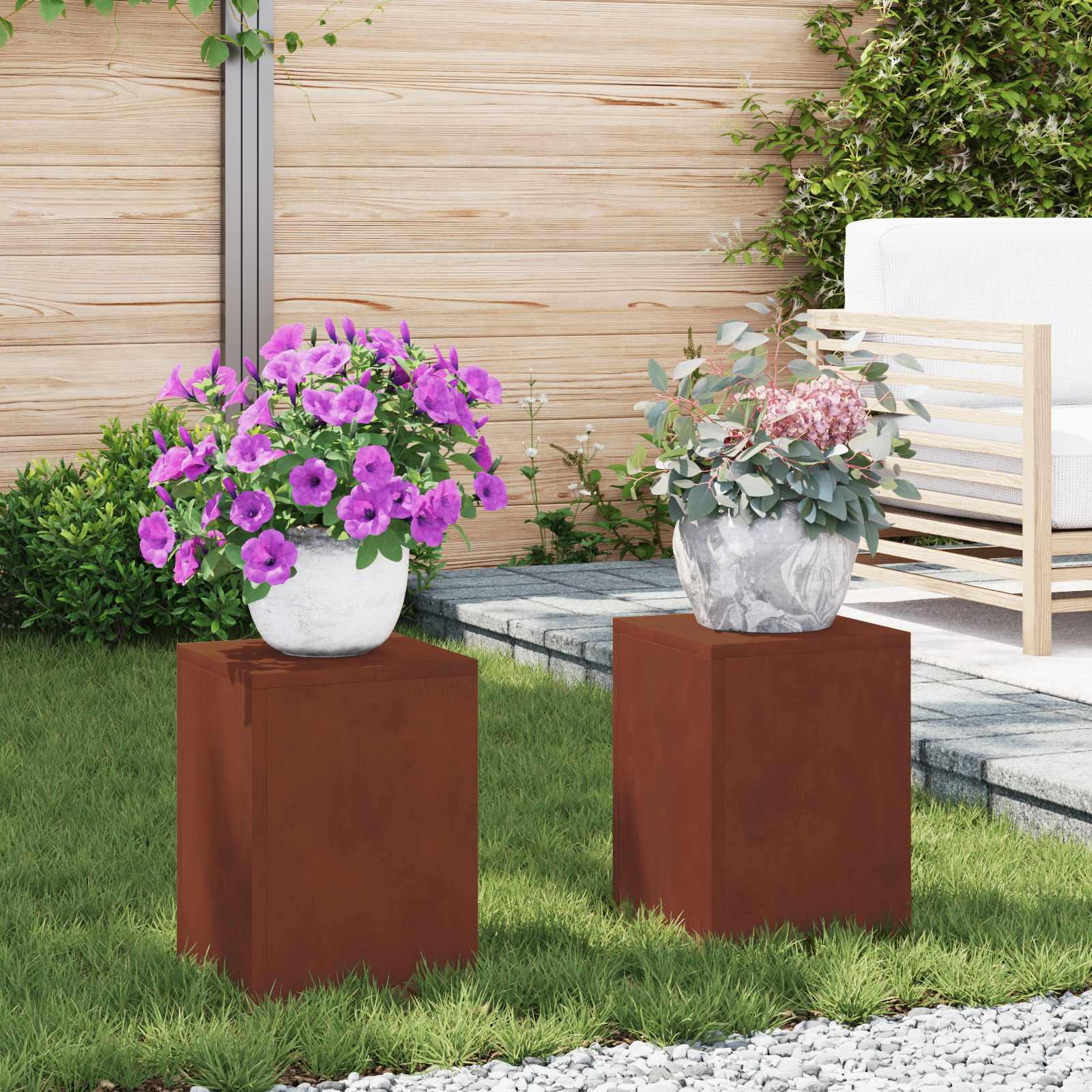 vidaXL Stojak na rośliny 2 pcs Rdzawy 24 x 24 x 35 cm
