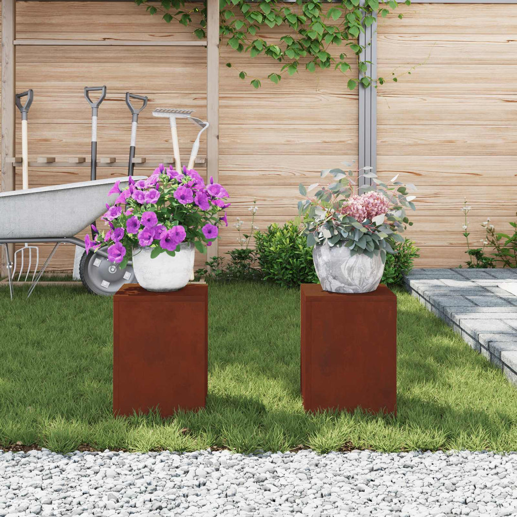 vidaXL Stojak na rośliny 2 pcs Rdzawy 24 x 24 x 35 cm