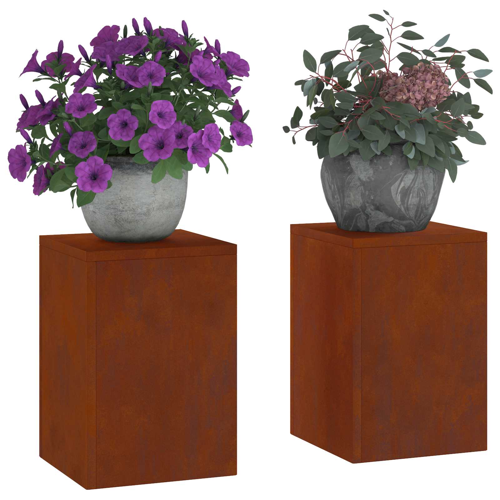 vidaXL Stojak na rośliny 2 pcs Rdzawy 24 x 24 x 35 cm