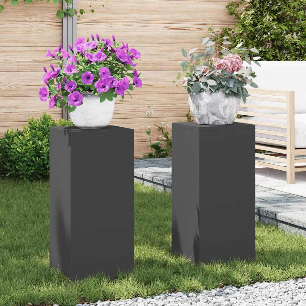 vidaXL Stojak na rośliny 2 pcs Czarny 24 x 24 x 55 cm Stal