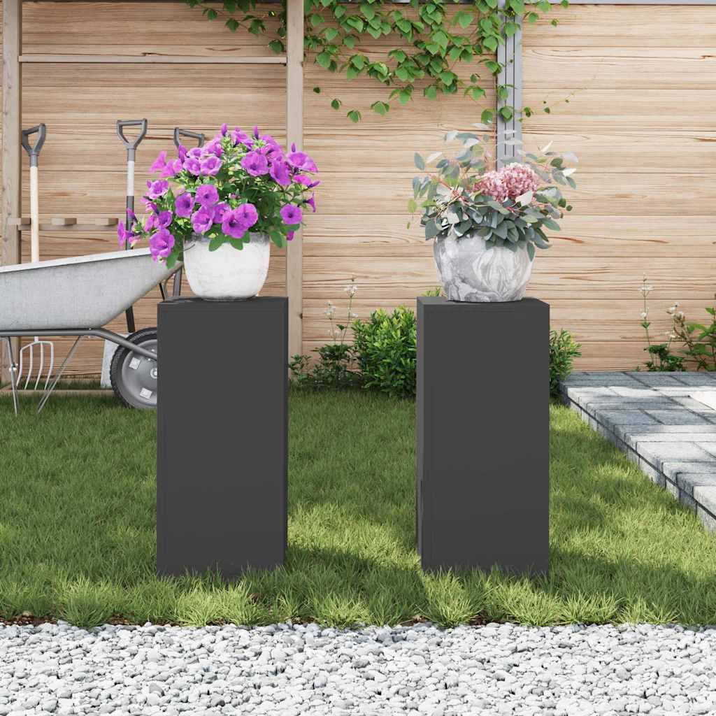 vidaXL Stojak na rośliny 2 pcs Czarny 24 x 24 x 55 cm Stal