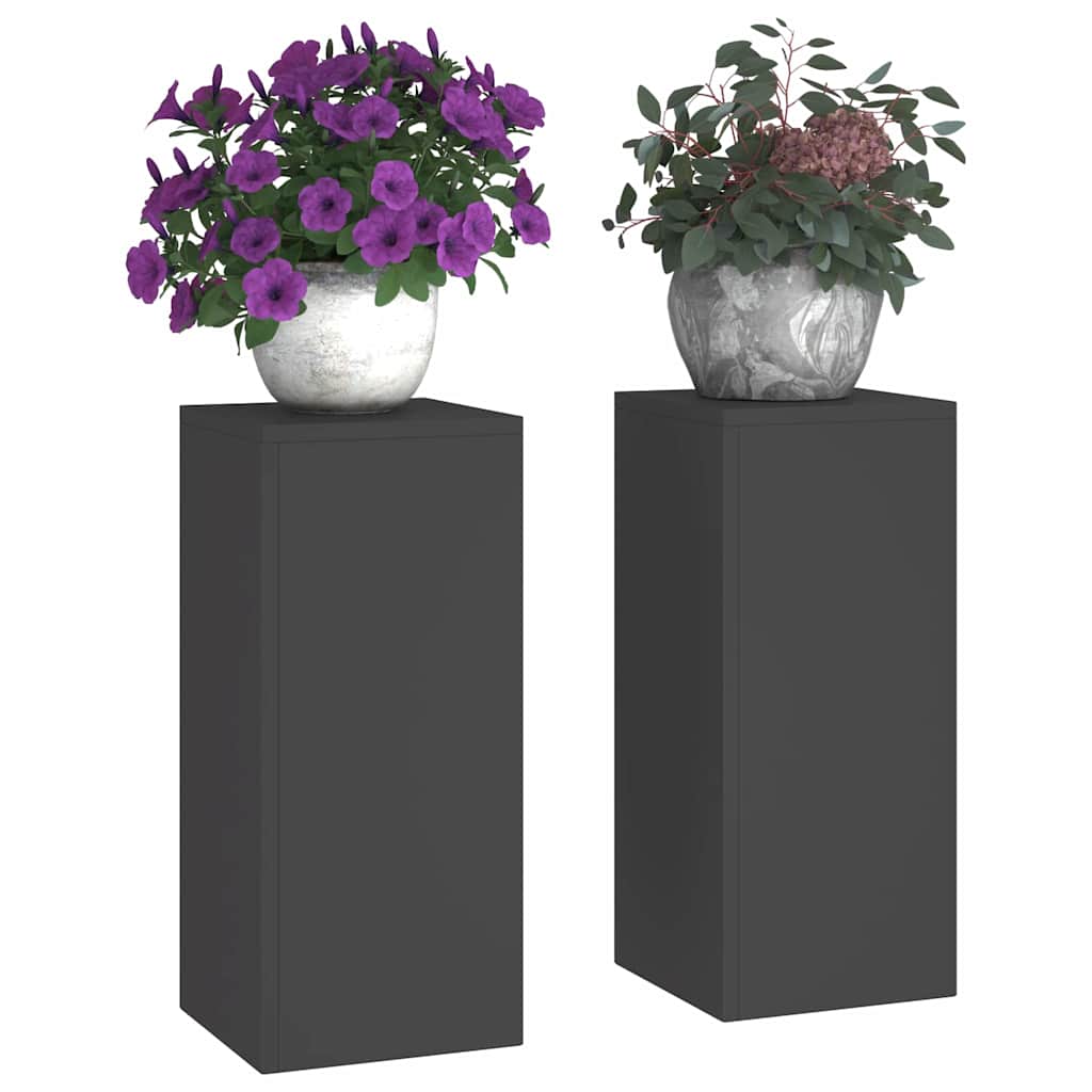 vidaXL Stojak na rośliny 2 pcs Czarny 24 x 24 x 55 cm Stal