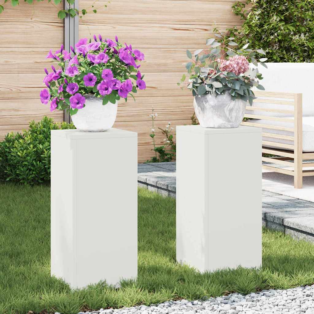 vidaXL Stojak na rośliny 2 pcs Biały 24 x 24 x 55 cm Stal