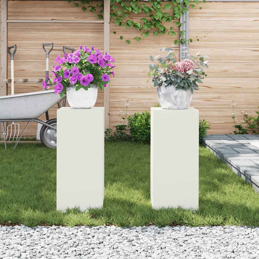vidaXL Stojak na rośliny 2 pcs Biały 24 x 24 x 55 cm Stal