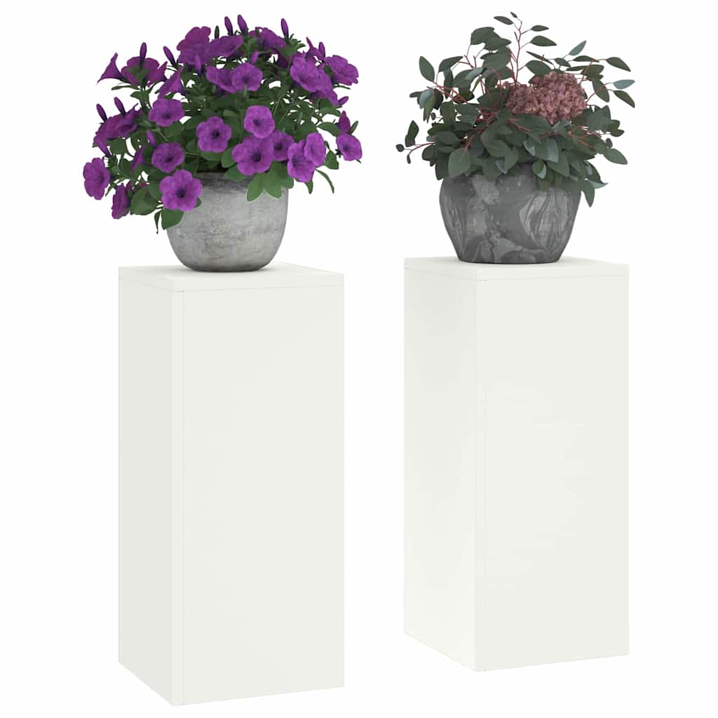 vidaXL Stojak na rośliny 2 pcs Biały 24 x 24 x 55 cm Stal