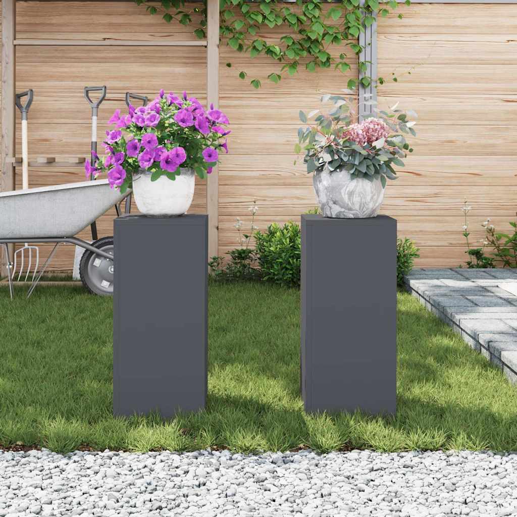 vidaXL Stojak na rośliny 2 pcs Antracyt 24 x 24 x 55 cm Stal