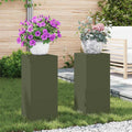 vidaXL Stojak na rośliny 2 pcs oliwkowy 24 x 24 x 55 cm Stal