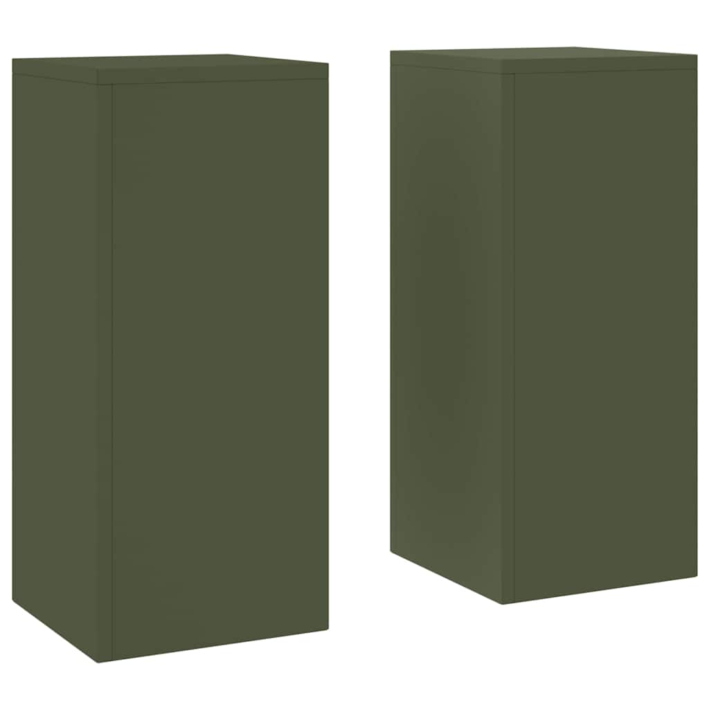vidaXL Stojak na rośliny 2 pcs oliwkowy 24 x 24 x 55 cm Stal