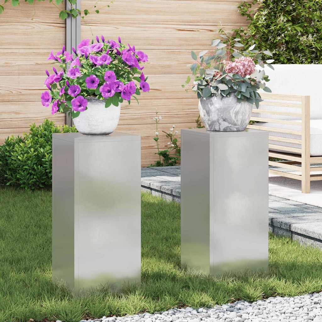 vidaXL Stojak na rośliny 2 pcs Srebrny 24 x 24 x 55 cm stal nierdzewna