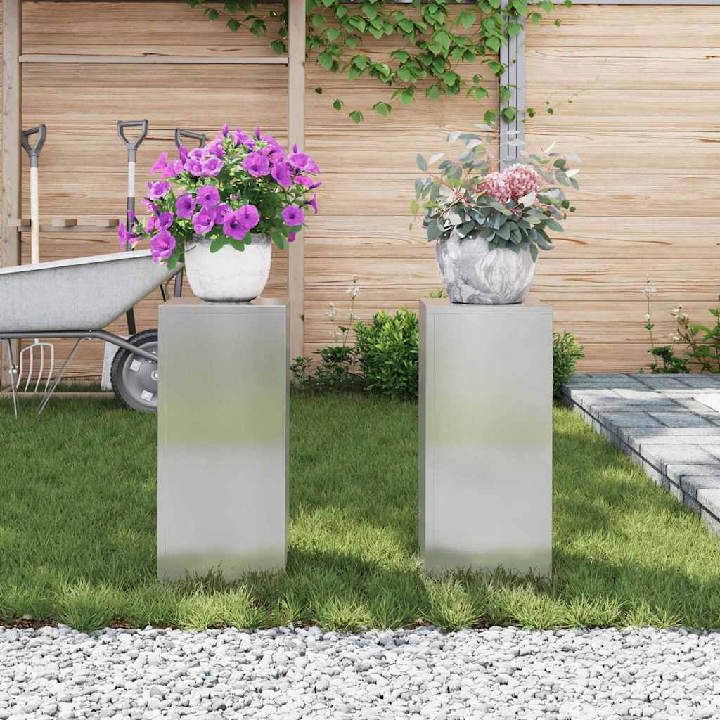 vidaXL Stojak na rośliny 2 pcs Srebrny 24 x 24 x 55 cm stal nierdzewna