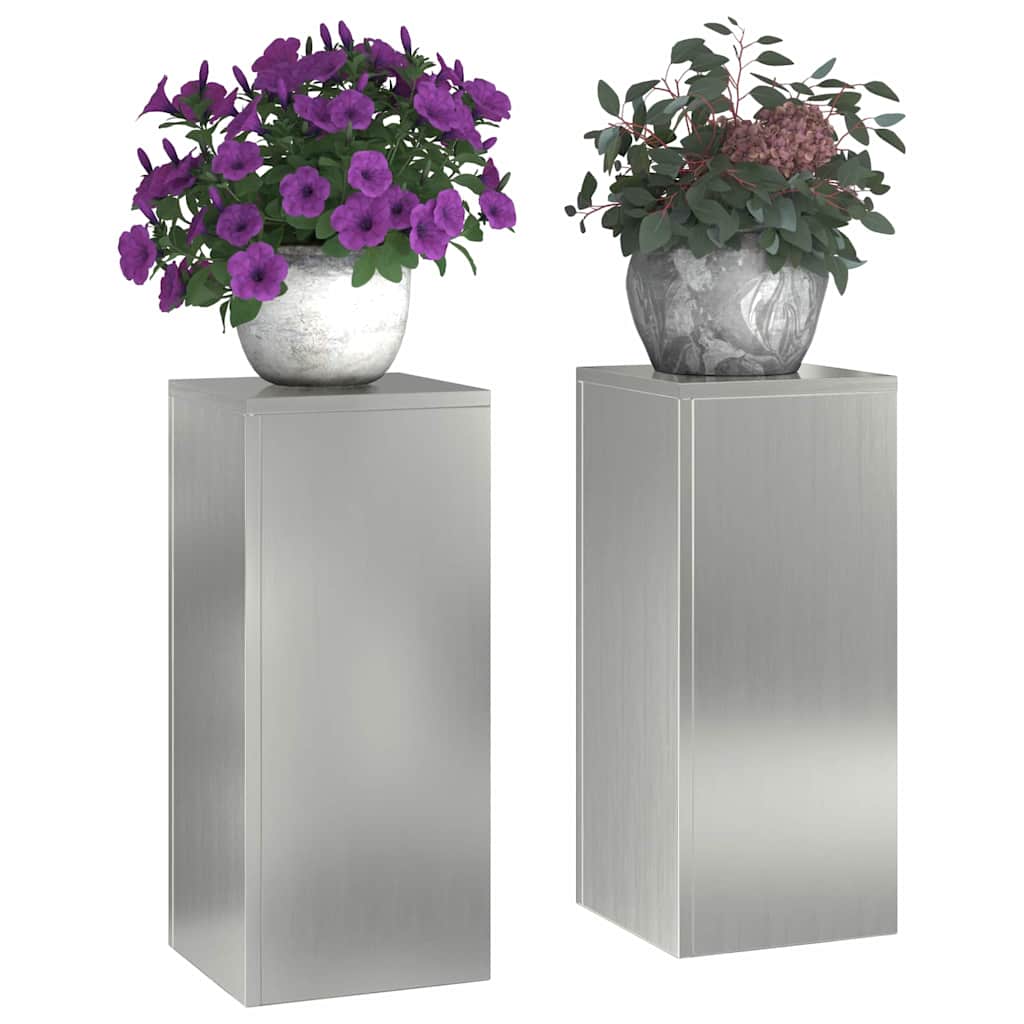 vidaXL Stojak na rośliny 2 pcs Srebrny 24 x 24 x 55 cm