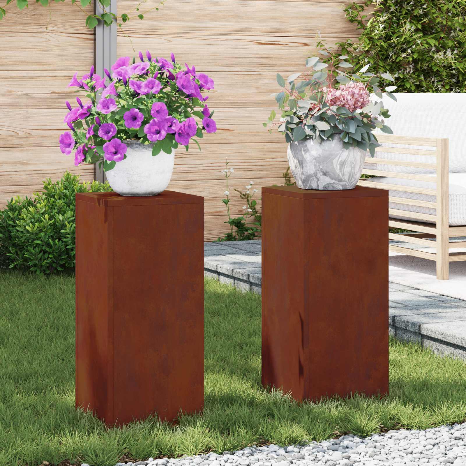 vidaXL Stojak na rośliny 2 pcs Rdzawy 24 x 24 x 55 cm