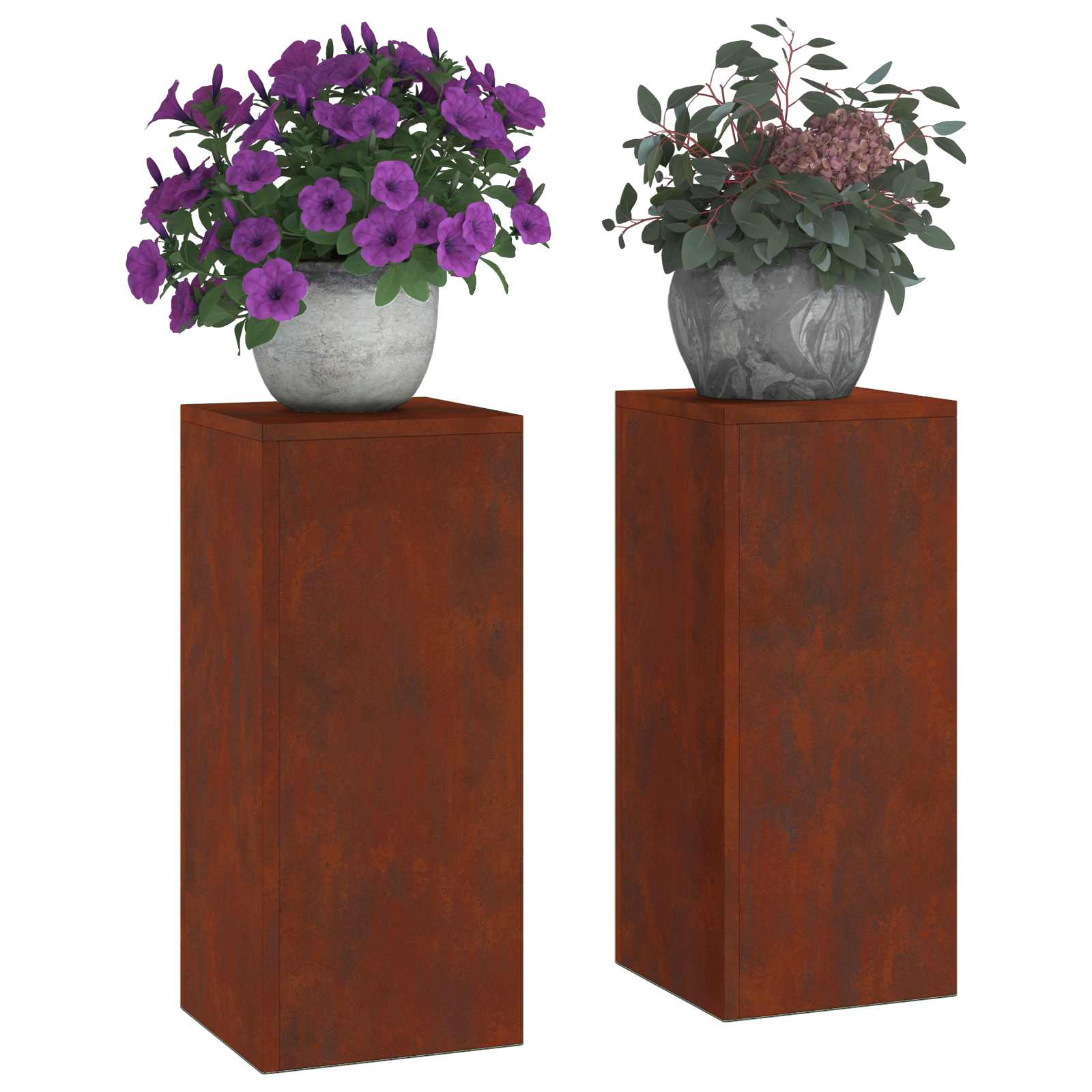 vidaXL Stojak na rośliny 2 pcs Rdzawy 24 x 24 x 55 cm