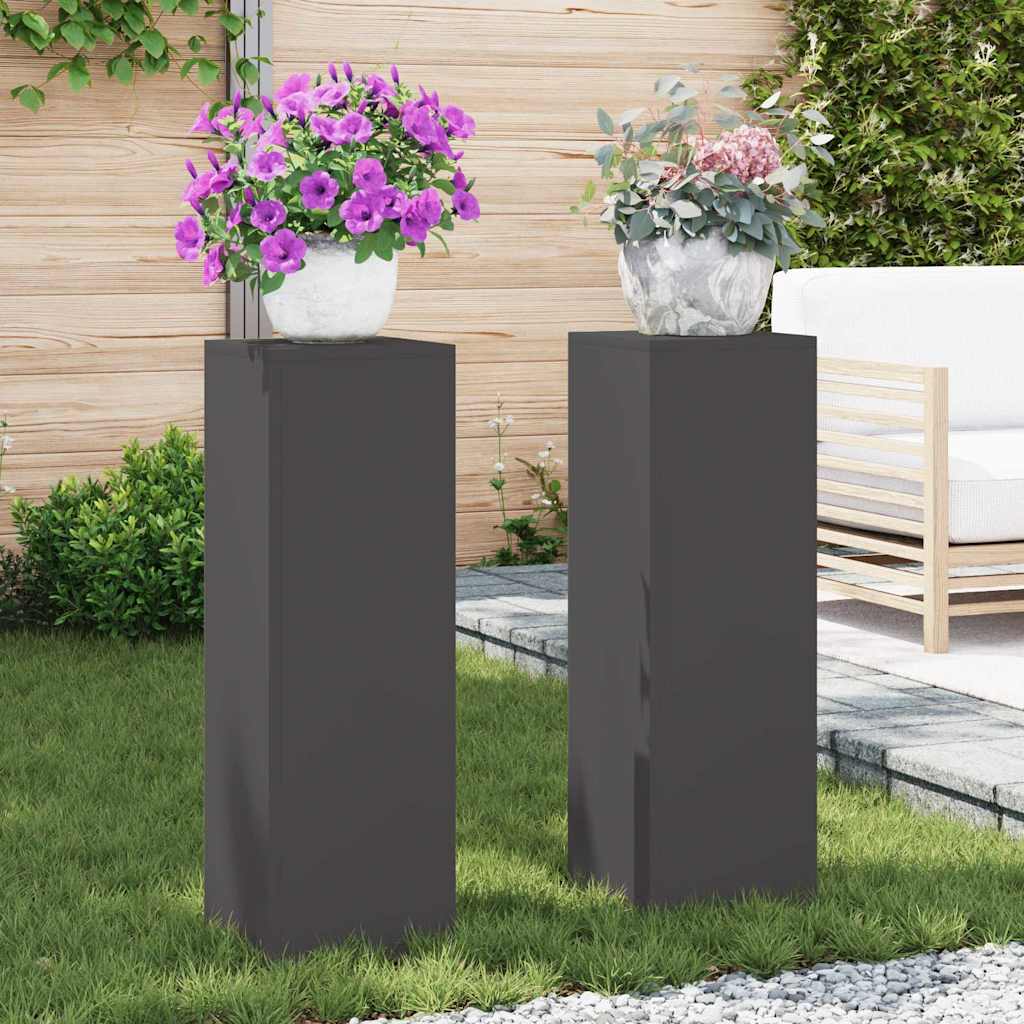 vidaXL Stojak na rośliny 2 pcs Czarny 24 x 24 x 75 cm Stal