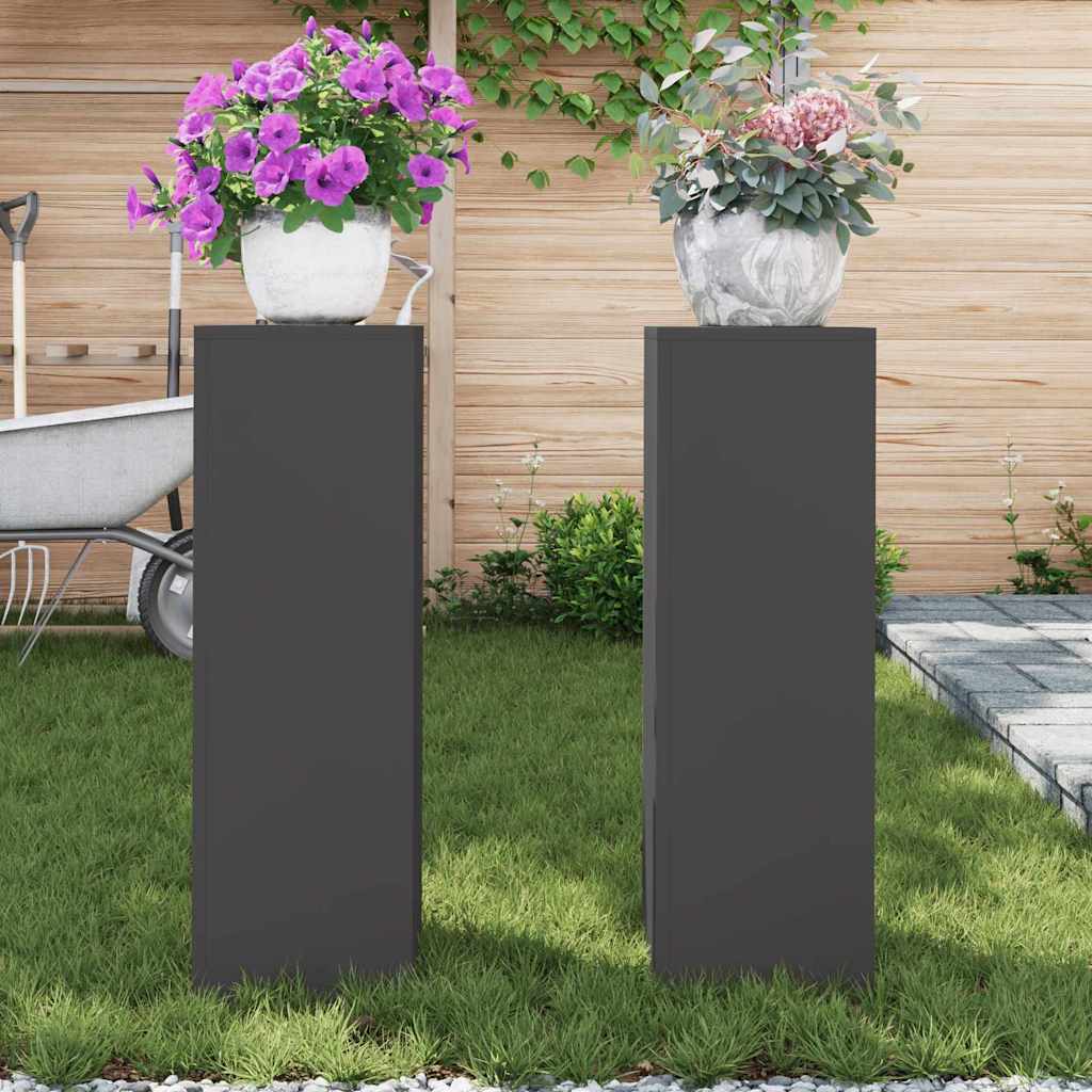 vidaXL Stojak na rośliny 2 pcs Czarny 24 x 24 x 75 cm Stal