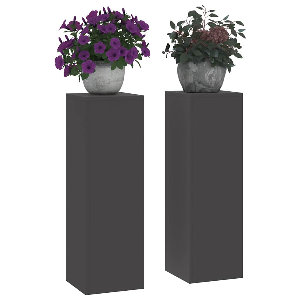 vidaXL Stojak na rośliny 2 pcs Czarny 24 x 24 x 75 cm Stal