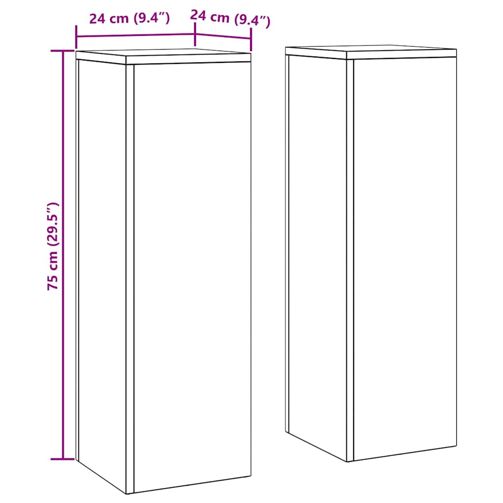 vidaXL Stojak na rośliny 2 pcs Czarny 24 x 24 x 75 cm Stal