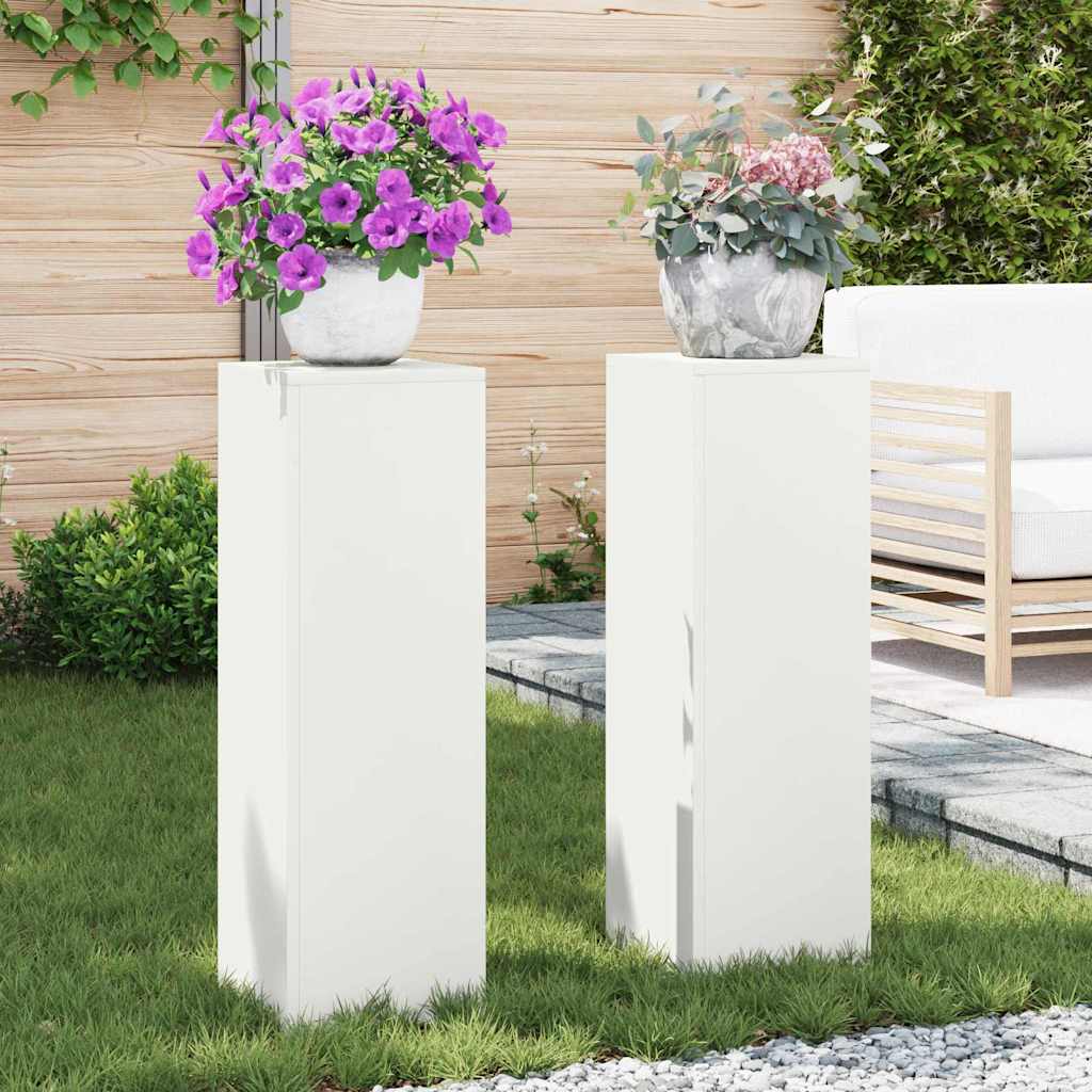 vidaXL Stojak na rośliny 2 pcs Biały 24 x 24 x 75 cm Stal