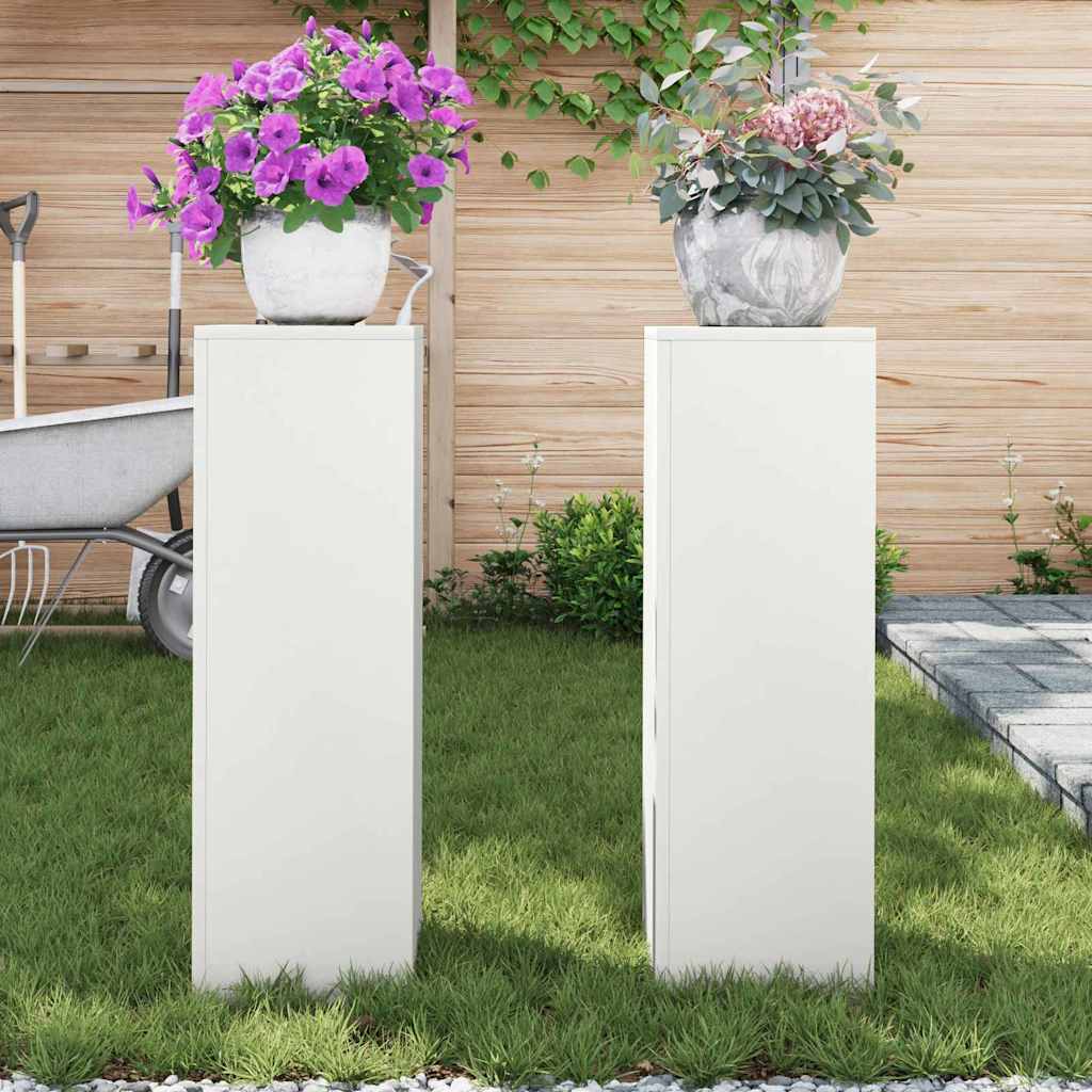 vidaXL Stojak na rośliny 2 pcs Biały 24 x 24 x 75 cm Stal